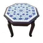 18" Marble Side Corner Table Top Semi Precious Stones Lapis Inlay Home Decor