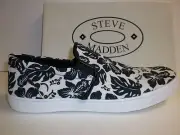 Steve Madden Size 7 M Gunman Floral Black Canvas Slip On Loafers New Mens Shoes