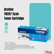 Brother TN257 Cyan Toner Cartridge Yield: 2,300 Pages/ P/#: TN-257C