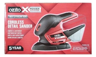 OZITO 18V POWER X CHANGE CORDLESS DETAIL PALM GRIP SANDER SKIN +6 SHEETS+5YRWTY