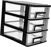 Cabilock Three Layer Drawer Type Storage Cabinet Portable Multi Deck Organizer for Office and Home Black Transparent Plastic Design for Efficient Desktop Storage