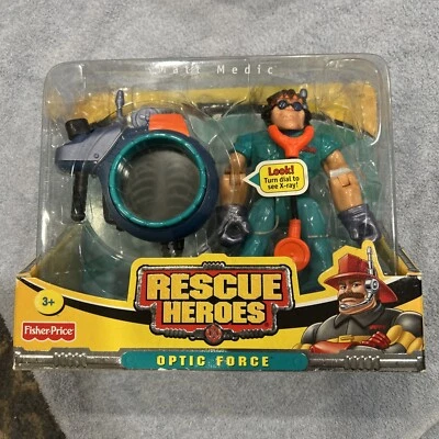 Vintage Rescue Heroes Optic Force Team Rock Miner Fisher Price Mattel Matt Medic