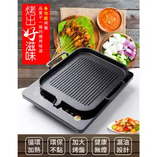 加厚款韓式電磁爐不沾烤盤 麥飯石不沾鍋 韓式烤盤 韓國烤盤 電磁爐專用 方形烤盤 A-MORE