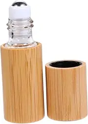 HONMEET 6pcs Bamboo Essential Oil Roller Bottles with Balls Portable and Refillable Perfume Containers for Travel for Liquids Oils and Fragrances
