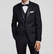 Michael Kors Men's Black Wool Jacket Pants 2-Piece Tuxedo Suit Size 40S 32W 30L