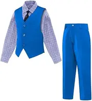 [HUEZOE] Boys Suit Formal Suits for Boys Slim Fit Tuxedo Suits Set Boy Dress Clothes Toddler Wedding Outfit