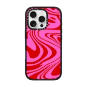 iPhone 16 Pro Impact Case MagSafe Compatible Marble Trippy Wavy Swirl Pink Red Spiral Warp Twirl 70s Psychedelic Acid Groovy Abstract Pattern