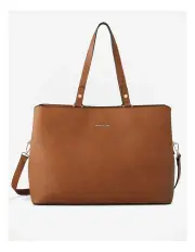 [Madison Accessories] Kate Laptop Tote Work Bag With Crossbody Strap in Brown