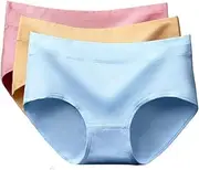 [HEJIGOOD] 3 Piece Mid Waist Cotton Briefs for Women Full Coverage Soft Breathable Panties Hipster Ladies Briefs M-XXXL