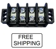 4 Position 600V Dual Row Terminal Block Barrier Strip- 13-1604- Free Ship