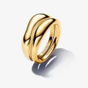 New Authentic Pandora Shine Gold Organically Shaped Stacking Rings 163264C00-50