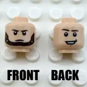LEGO Head - Light Nougat - Dual Sided -Dark Brown Eyebrows & Chin Strap