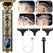 Professional Mens Hair Clippers Zero Gapped Cordless Trimmer for Men Haircut and Grooming Kit Hair Clippers Beard Trimmer Shaver for Men Rechargeable LED Display,B