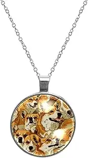[Diusye] Necklaces for Women, Corgi Dogs Print Stainless Steel Pendant Necklace Jewelry Birthday Anniversary Wife Girls Friends Gift