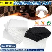 12pcs DIY Acoustic Foam Sound Absorbtion Proofing Panels Wedge Soundproof Tiles