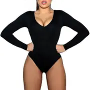 Skims Kim Kardashian Full Body Shapewear Long Sleeves Tummy Shaping Brief High Compression Faja Women Corset Bbl Hourglass Bands Black M