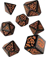 Q Workshop Halloween Pumpkin Black & Orange Dice 7 Piece Set
