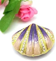 [Xiao Hua] Collectible Pink Seashell Ring Jewelry Box Engagement Ring Box Shell Shape (Purple)