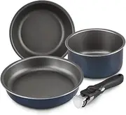 SHINEURI 4 Pieces Removable Handle Cookware Stackable Pots and Pans Set, Nonstick Pot and Pan Set for Home & Camping, Dishwasher/Oven Safe - 2qt /8inch /9.5inch