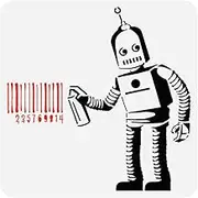 FINGERINSPIRE Banksy Barcode Robot Painting Stencil 11.8x11.8 inch Plastic PET Barcode Numbers Drawing Template Hollowed Banksy Graffiti Robot Stencil for Painting Large Banksy Theme Template for DIY