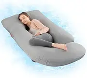 Wndy's Dream Pregnancy Pillow with Cooling Cover, Side J Type Full-Body Pillow for Back, Legs and Belly Support, Comfortable Slumber for Pregnant Women(Grey)