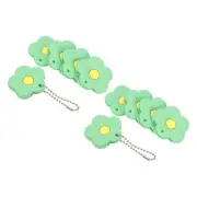 Key Caps Covers, 10 Pack Flower Keys Ring Coding Tags Identifiers, Green