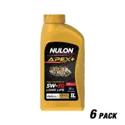 6 x Nulon Full SYN APEX+ 5W-30 Long Life Engine Oil 1L APX5W30D1-1 Ref SYN5W30-1