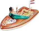 Giant Boat Pool Float with Cooler - Inflatable Boat Funny Pool Floats Raft with