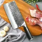 Cleaver Chef Knife Handmade Forged Steel Wood Handle Hammered Slicing Chopping L