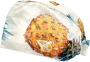[WOSHJIUK] Working Hat 2 Pack Scrub Caps for Women,Fruit Plant Pineapple,Tie Back Cap Adjustable Scrub Hat