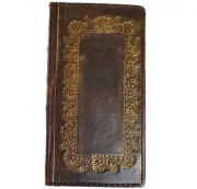 Genuine Leather case fo Iphone 14 13 12 15 16 Pro Max Wallet Book Bible Gold Diy