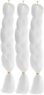 SHERCHPRY 3pcs Braided Hair Short Braiding Hair Braid Ponytail Extension Hair Extensions for Braiding Pre Stretched Human Braiding Hair Ponytail Braid Extension White Chemical Fiber