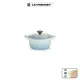 【Le Creuset】琺瑯鑄鐵鍋圓鍋 16cm(海岸藍-電木頭-內鍋白)