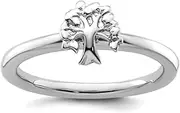 [JewelryWeb] 925 Sterling Silver Polished Stackable Rhodium Tree Ring-Stackable-Ring for Women