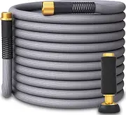 TITAN Garden Hose - NON-EXPANDABLE 100FT x 5/8" Lightweight, Kink-Free, Durable Hybrid Water Hose, Heavy Duty Brass Connectors, High Pressure Jet Nozzle