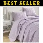 Luxurious 100% Cotton King Size Quilt Set in Lavender - 3-Piece Geometric Design