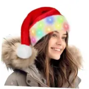 Santa Hat, Light Up Christmas Hat, Fluffy Fur Santa Claus Hat With LED Adult