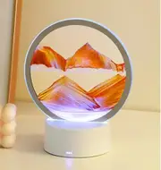 Moving Sand Art Picture With Light, 3d Kinetic Art Sand Sandscape In Motion Display For Home Decor Office Yellow