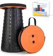 Boreeman Upgraded Folding Stool Lightweight Yet More Sturdy with Load Capacity 400lbs Portable Collapsible Stool Retractable Stool for Camping Fishing Hiking BBQ (Orange), MO-002