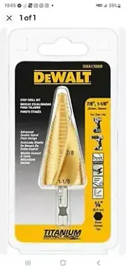 DeWalt, 7/8"- 1-1/8" Titanium impact ready (2X Longer Life) Step Drill Bit