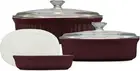 CorningWare Ceramic Bakeware Set, Chip and Crack Resistant, 6-Piece Cabernet