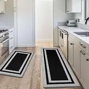 Kitchen Mats for Floor,2Pcs Cushioned Anti Fatigue Kitchen Mat for Floor,Non Slip Waterproof Kitchen Rug Set,Comfort Standing Mat for Kitchen,Floor,Office,Sink,Laundry (17.3"×30"+17.3"×47")
