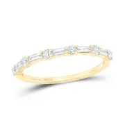 10kt Yellow Gold Womens Round Diamond Stackable Band Ring 1/3 Cttw