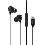 Laser USB-C Wired Earphones - Inline Controls, Voice Assistant, Black