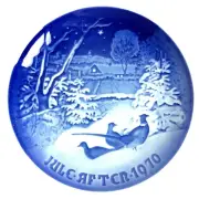 Pheasants in Snow Porcelain Christmas Plate 1970 Bing and Grondahl Copenhagen