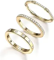 [Kakonia] 14K Gold Plated Rings CZ Stacking Rings for Women Girls Stackable Band Ring Plain Statement Ring Comfort Fit US Size 6 to 10