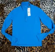 $100 Adidas Sweatshirt Running CARRERA Blue Focus Cold RDY Jacket Womens XS #890