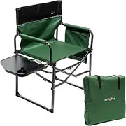 SUNNYFEEL Camping Director Chair, Heavy Duty, Portable Folding Chair with Side Table, Pocket, Handle for Beach/Fishing/Outdoor/Travel/Picnic/Concert, Foldable Table Camp Chairs with Carry Bag (Green)
