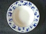 Pier 1 Soup Salad Bowl White Blue Tea Pots Cups Saucers NEW