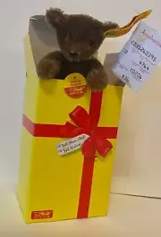 Original Chocolate Brown Steiff Teddy Bear 4" with tags (H)